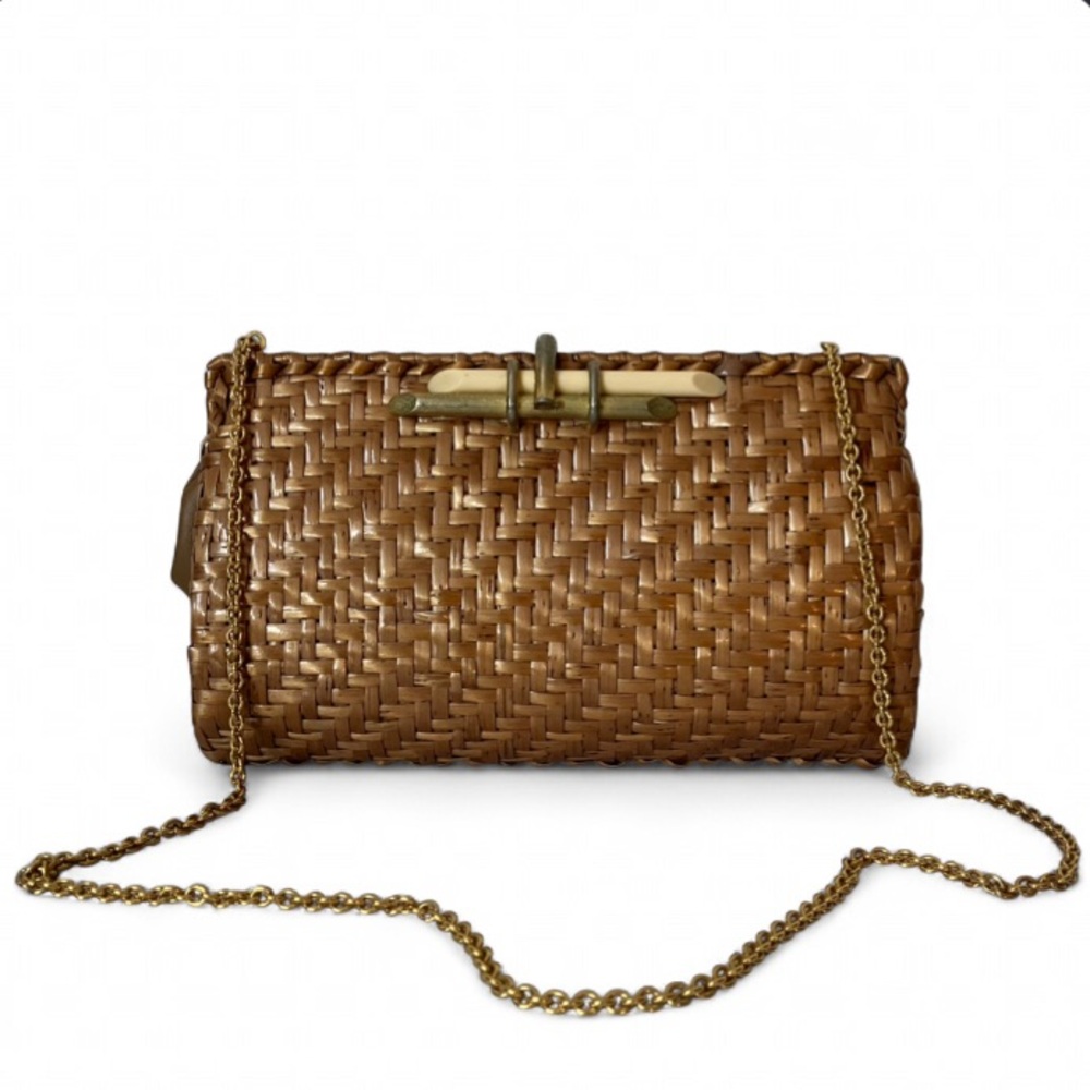Rodo Italy Vintage Woven Glazed Wicker Mid-Century Italian Clutch Bag